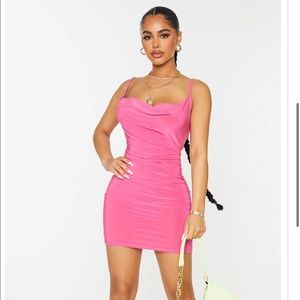Petite pink slinky dress
